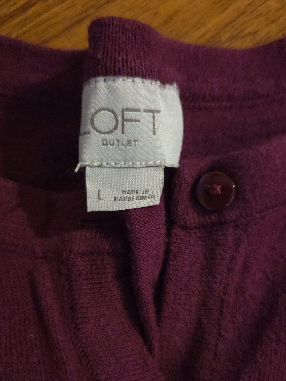 LOFT Women's Plum Button-Front Cardigan - Size LARGE - Picture 2 of 6